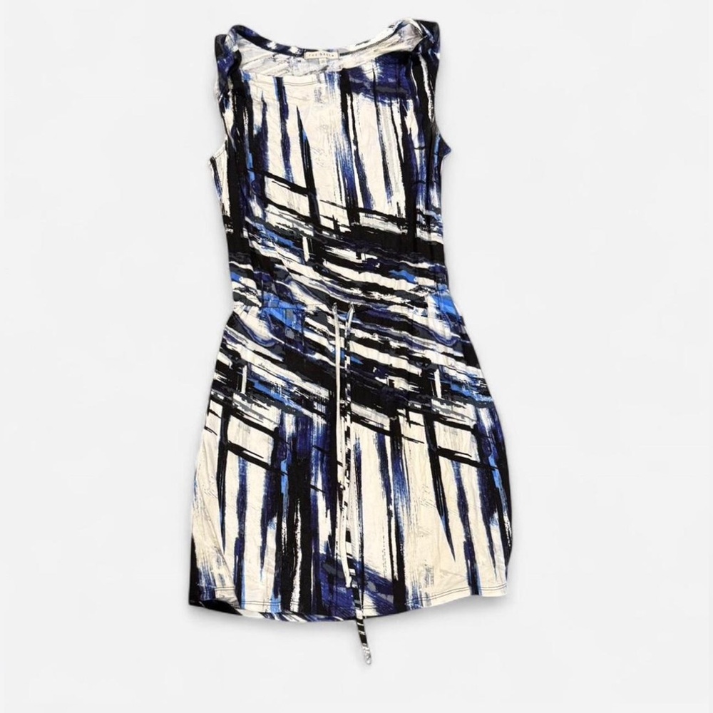 Red Haute Blue and Black Abstract Mini Dress